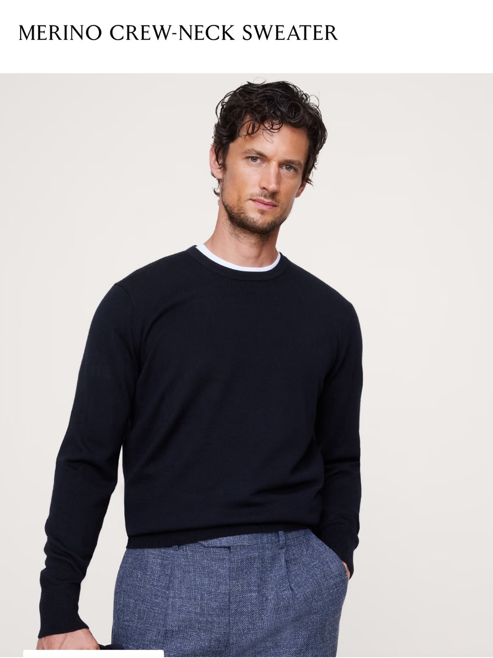 Banana Republic Black Crewneck Sweater men’s Wool business casual collegiate L